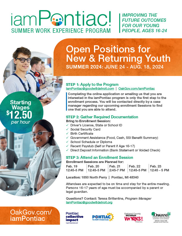 summer work youth open positions flier image
